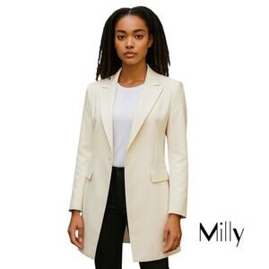 Milly Women’s Cream Quiet Luxury RoyalCore Long Jacket Coat NWOT Size S